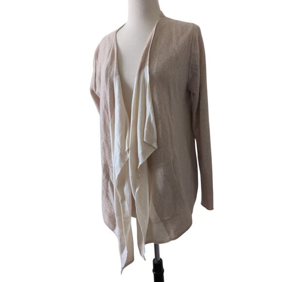 360 Cashmere Sweater Cream Open Front Cardigan Medium Luxury Old Money Jet-Set - Picture 4 of 10